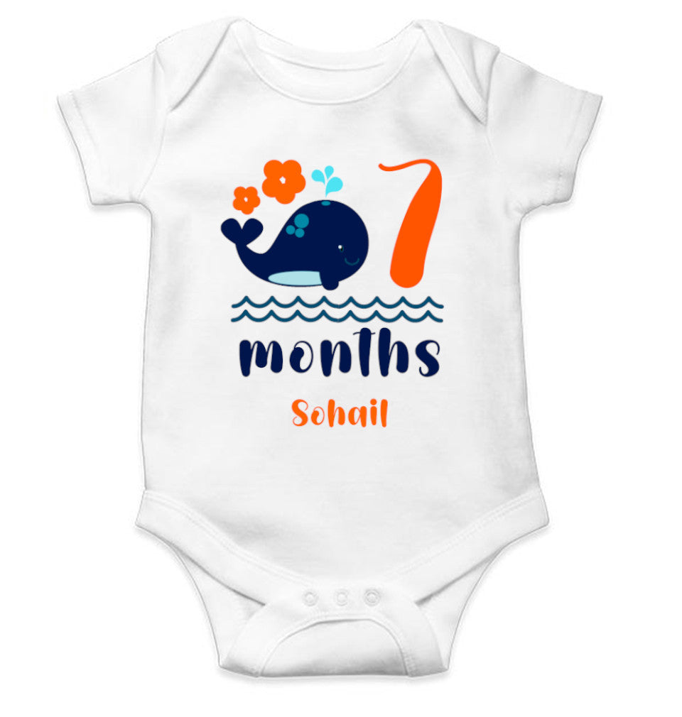 Custom Name Seventh Month Rompers for Baby Boy- FunkyTeesClub