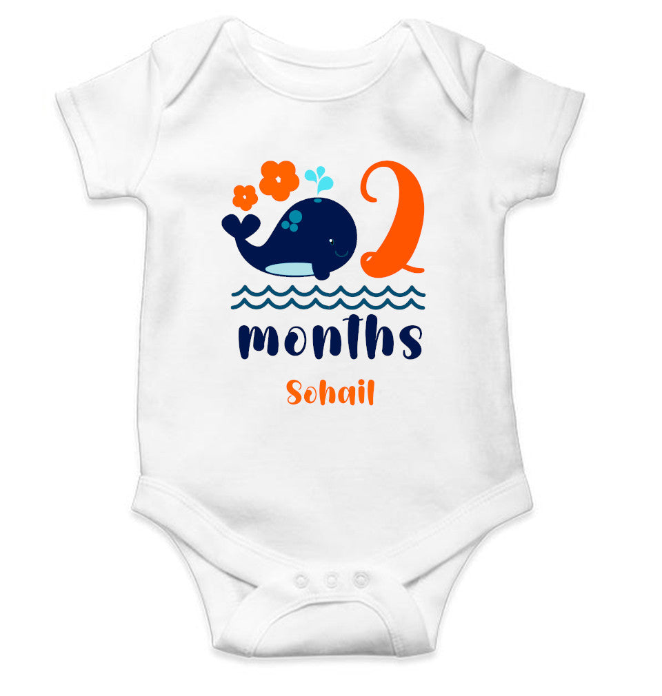Custom Name Month Two Rompers for Baby Boy- FunkyTeesClub