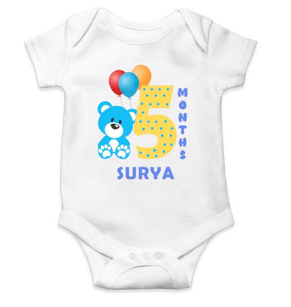 Custom Name Fifth Month Rompers for Baby Boy- FunkyTeesClub