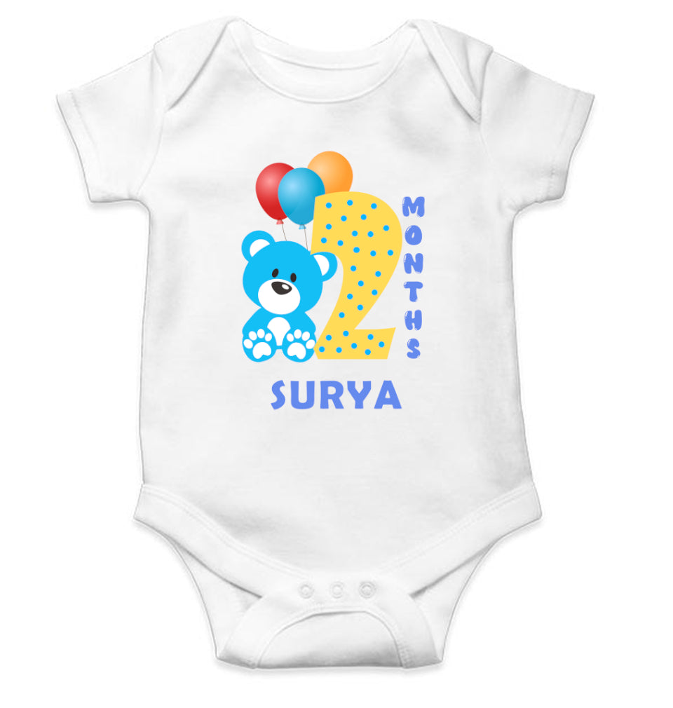 Custom Name Second Month Rompers for Baby Boy- FunkyTeesClub