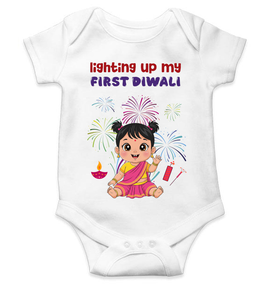 Lighting Up My First Diwali Rompers for Baby Girl- FunkyTeesClub