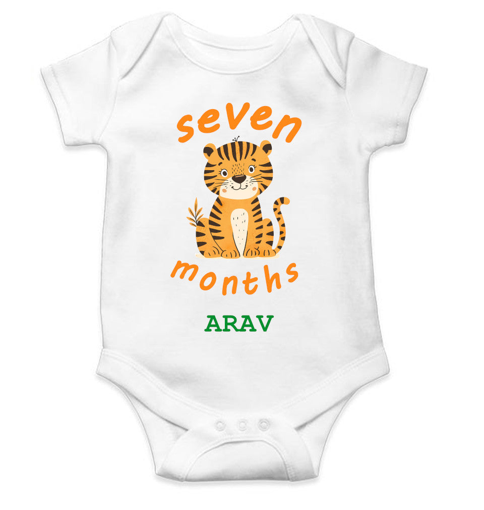 Custom Name Seven Month Rompers for Baby Boy- FunkyTeesClub