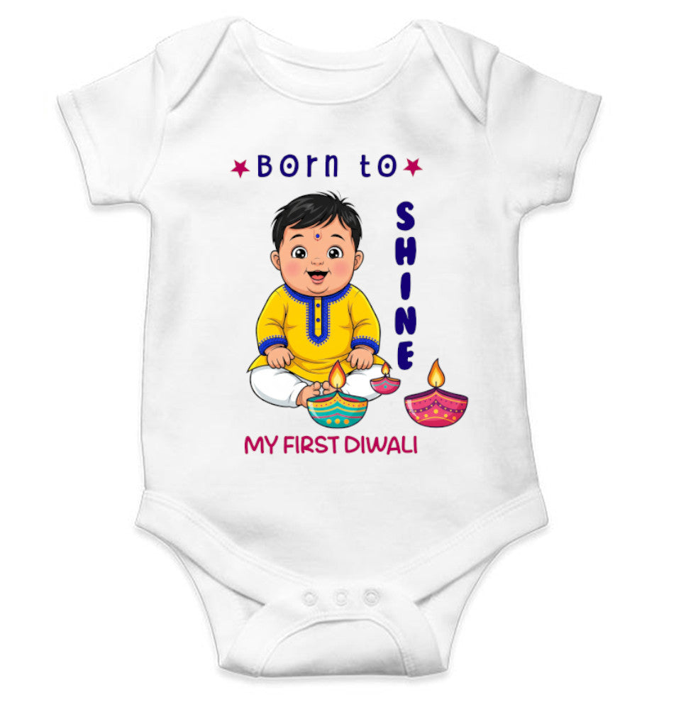 Born To Shine Diwali Rompers for Baby Boy- FunkyTeesClub