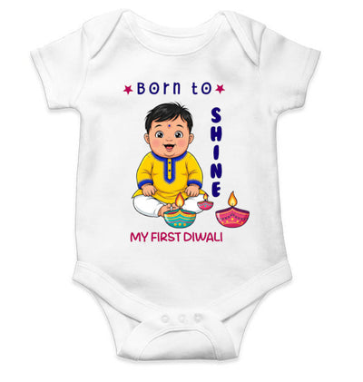 Born To Shine Diwali Rompers for Baby Boy- FunkyTeesClub