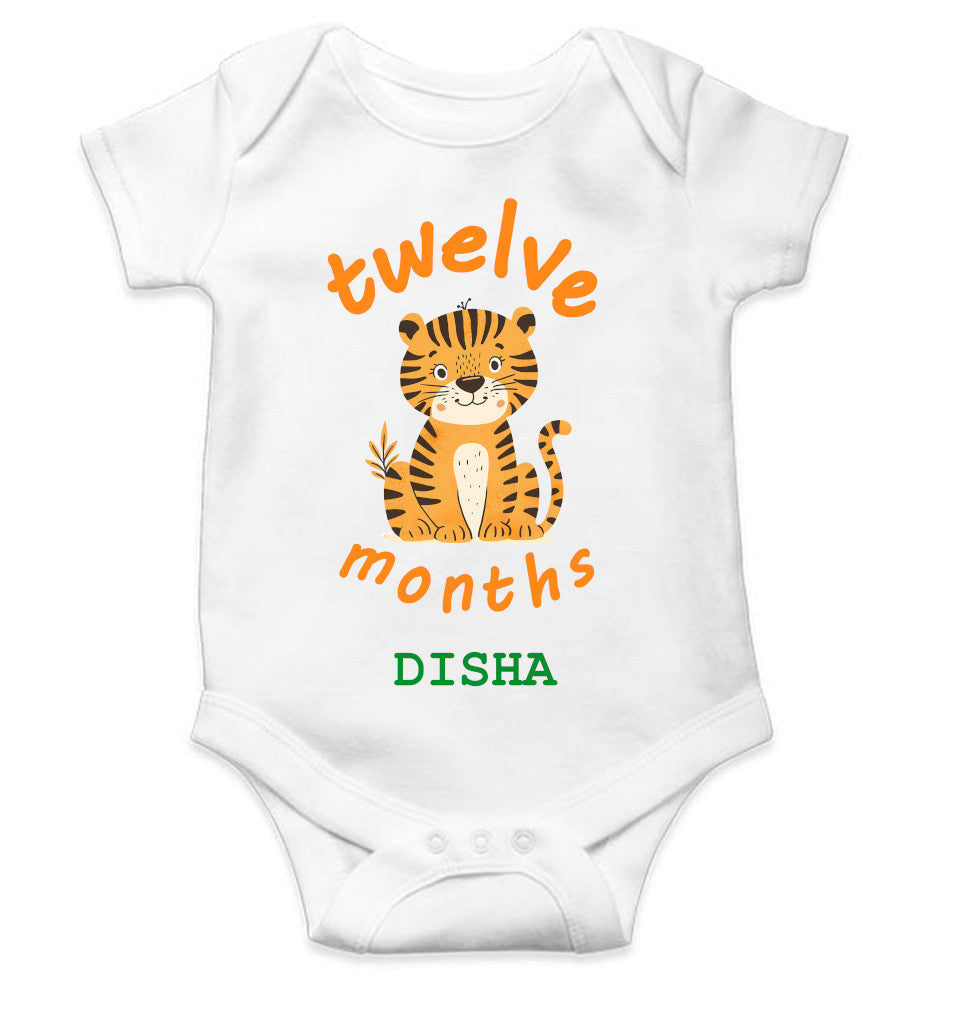Custom Name Twelve Month Rompers for Baby Girl- FunkyTeesClub