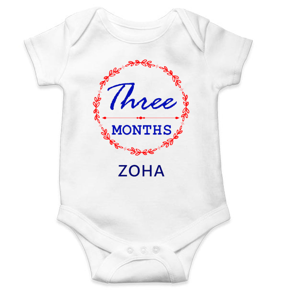Custom Name Three Months Rompers for Baby Girl- FunkyTeesClub
