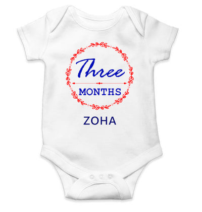 Custom Name Three Months Rompers for Baby Girl- FunkyTeesClub