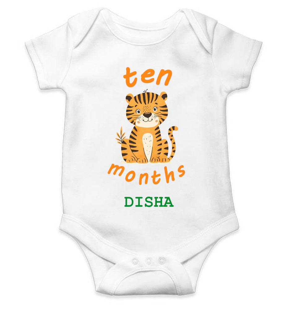 Custom Name Ten Month Rompers for Baby Girl- FunkyTeesClub