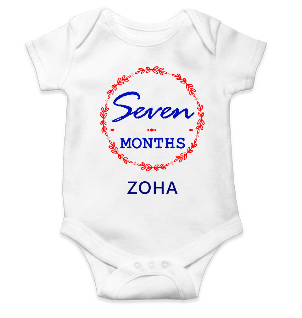 Custom Name Seven Months Rompers for Baby Girl- FunkyTeesClub