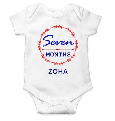 Custom Name Seven Months Rompers for Baby Girl- FunkyTeesClub