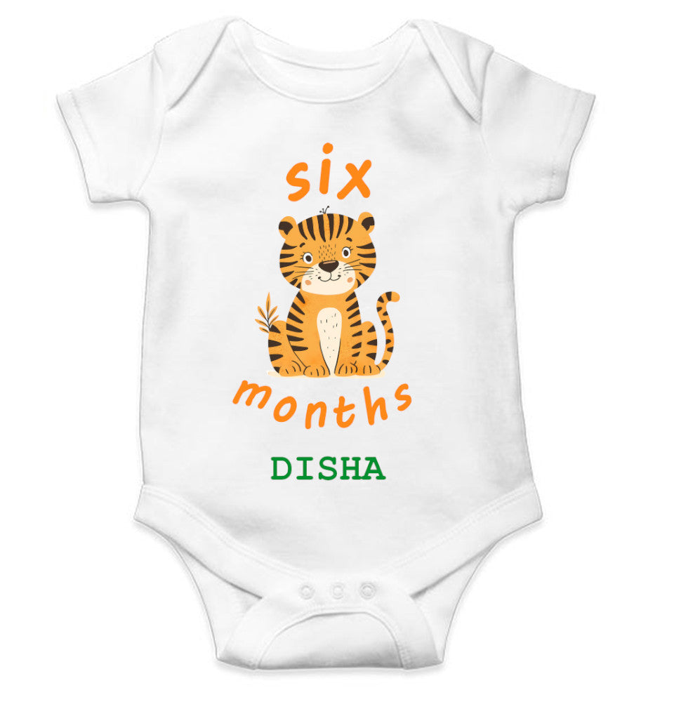Custom Name Six Month Rompers for Baby Girl- FunkyTeesClub