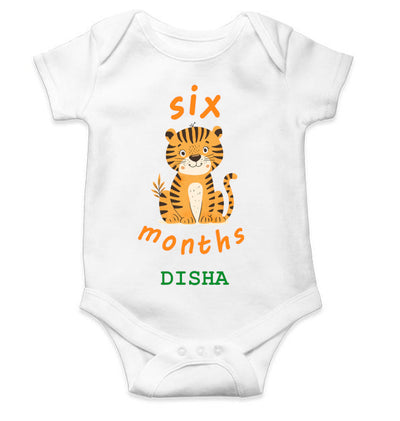 Custom Name Six Month Rompers for Baby Girl- FunkyTeesClub