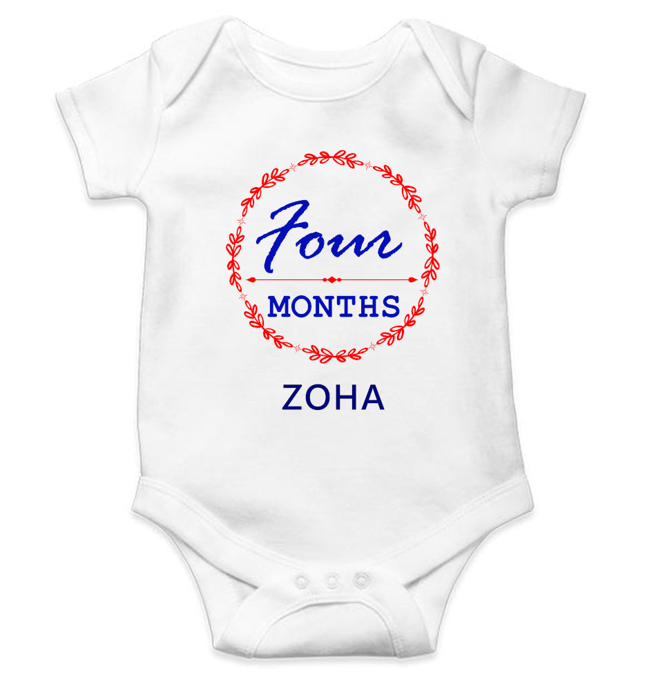 Custom Name Four Months Rompers for Baby Girl- FunkyTeesClub
