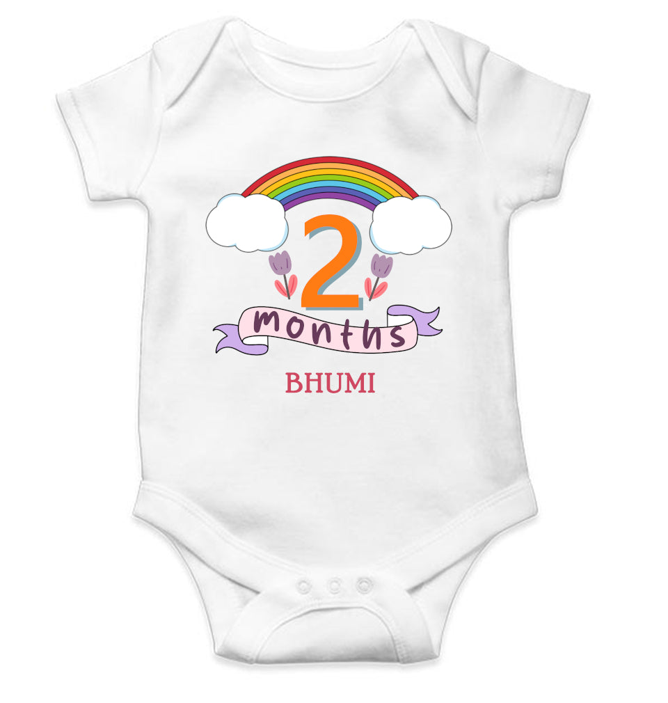 Custom Name Second Month Rompers for Baby Girl- FunkyTeesClub