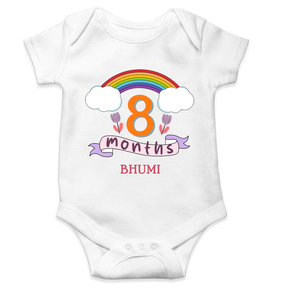 Custom Name Eighth Month Rompers for Baby Girl- FunkyTeesClub