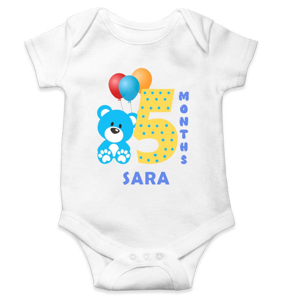 Custom Name Fifth Month Rompers for Baby Girl- FunkyTeesClub