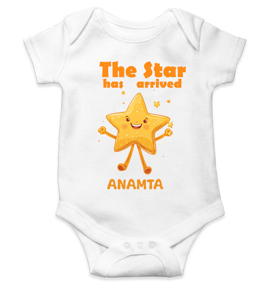 Custom Name The Star Has Arrived New Born Rompers for Baby Girl- FunkyTeesClub