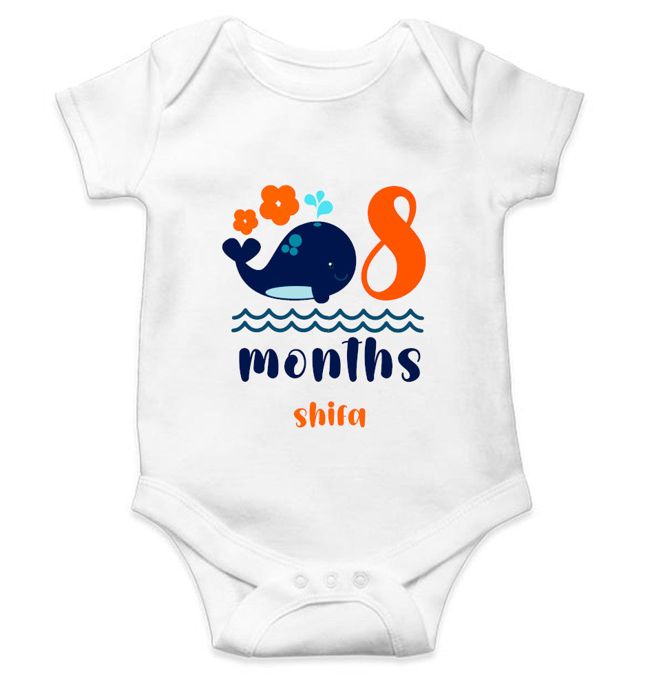 Custom Name Eighth Month Rompers for Baby Girl- FunkyTeesClub