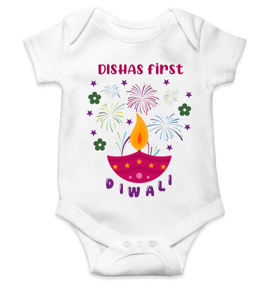 Custom Name First Diwali Celebration Diwali Rompers for Baby Girl- FunkyTeesClub