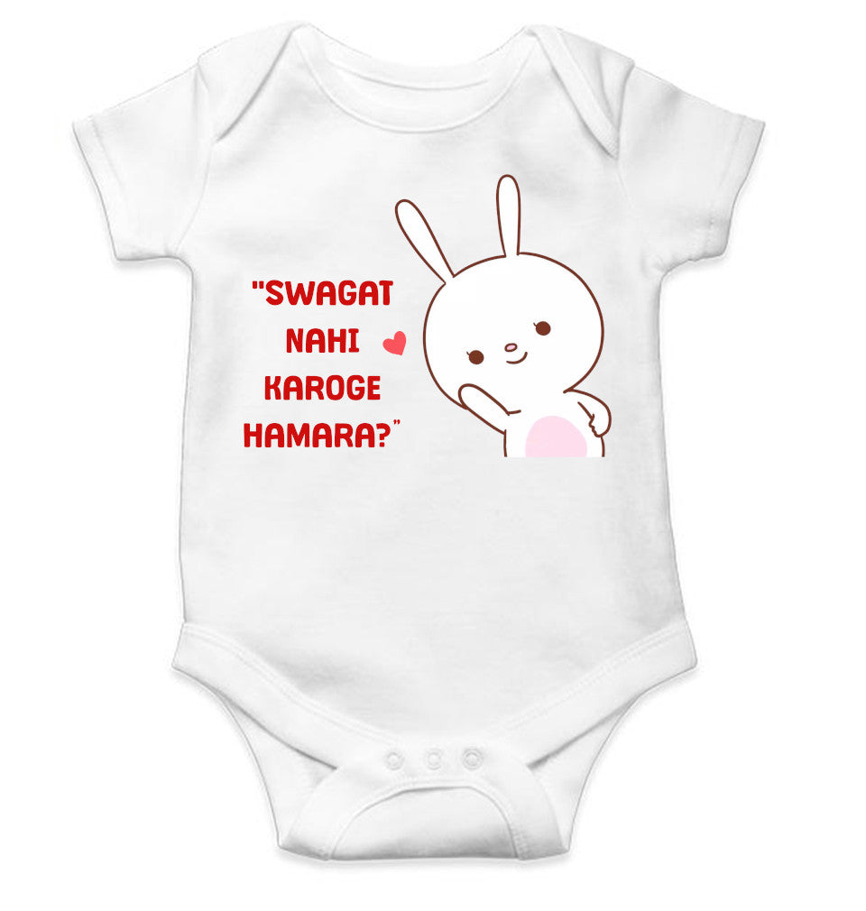 Swagat Nahi Karoge Hamara New Born Rompers for Baby Girl- FunkyTeesClub