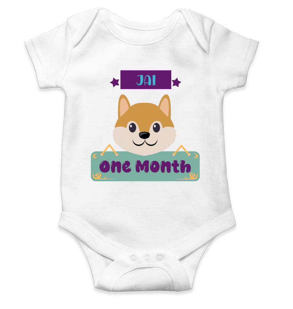 Custom Name One Month Rompers for Baby Boy- FunkyTeesClub