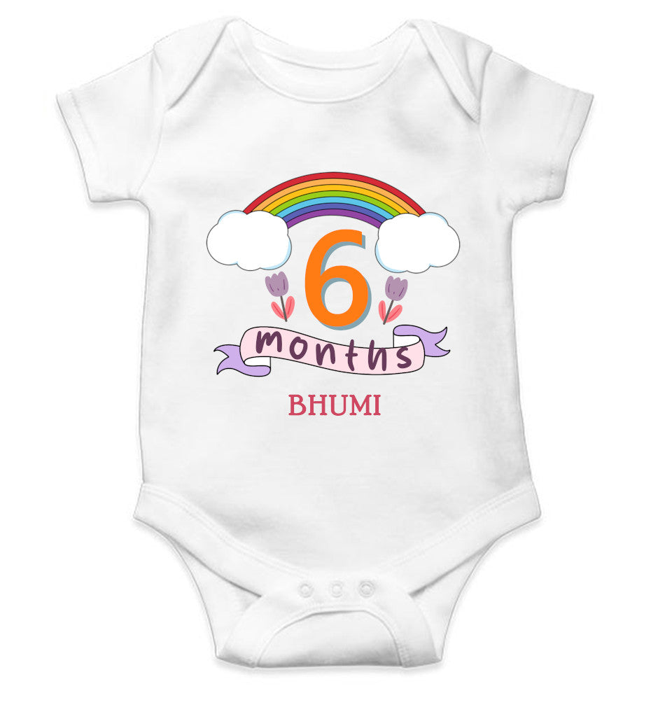 Custom Name Sixth Month Rompers for Baby Girl- FunkyTeesClub