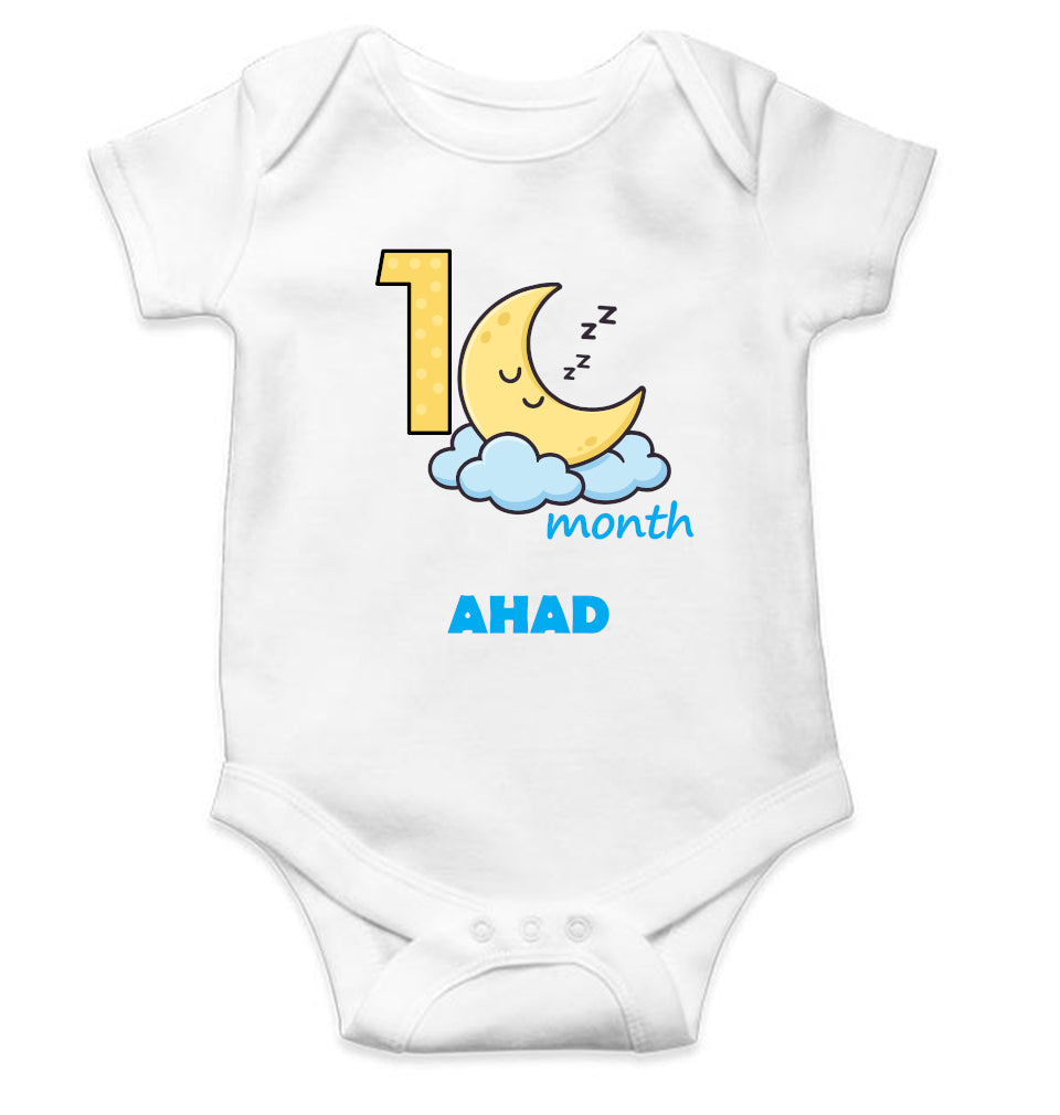 Custom Name First Month Rompers for Baby Boy- FunkyTeesClub