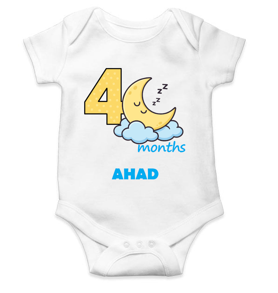 Custom Name Fourth Month Rompers for Baby Boy- FunkyTeesClub