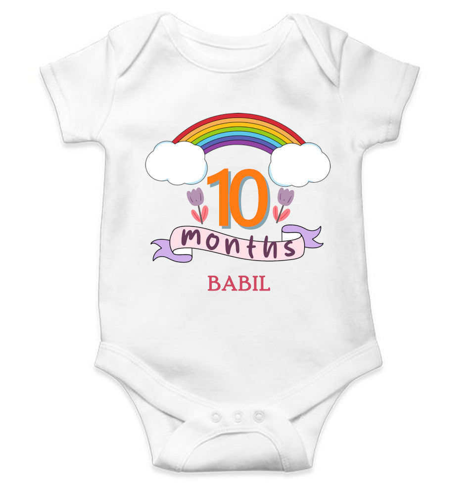 Custom Name Tenth Month Rompers for Baby Boy- FunkyTeesClub