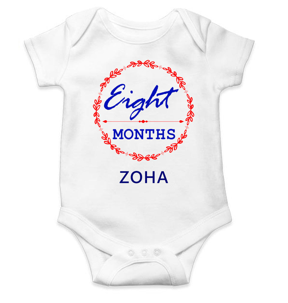Custom Name Eight Months Rompers for Baby Girl- FunkyTeesClub