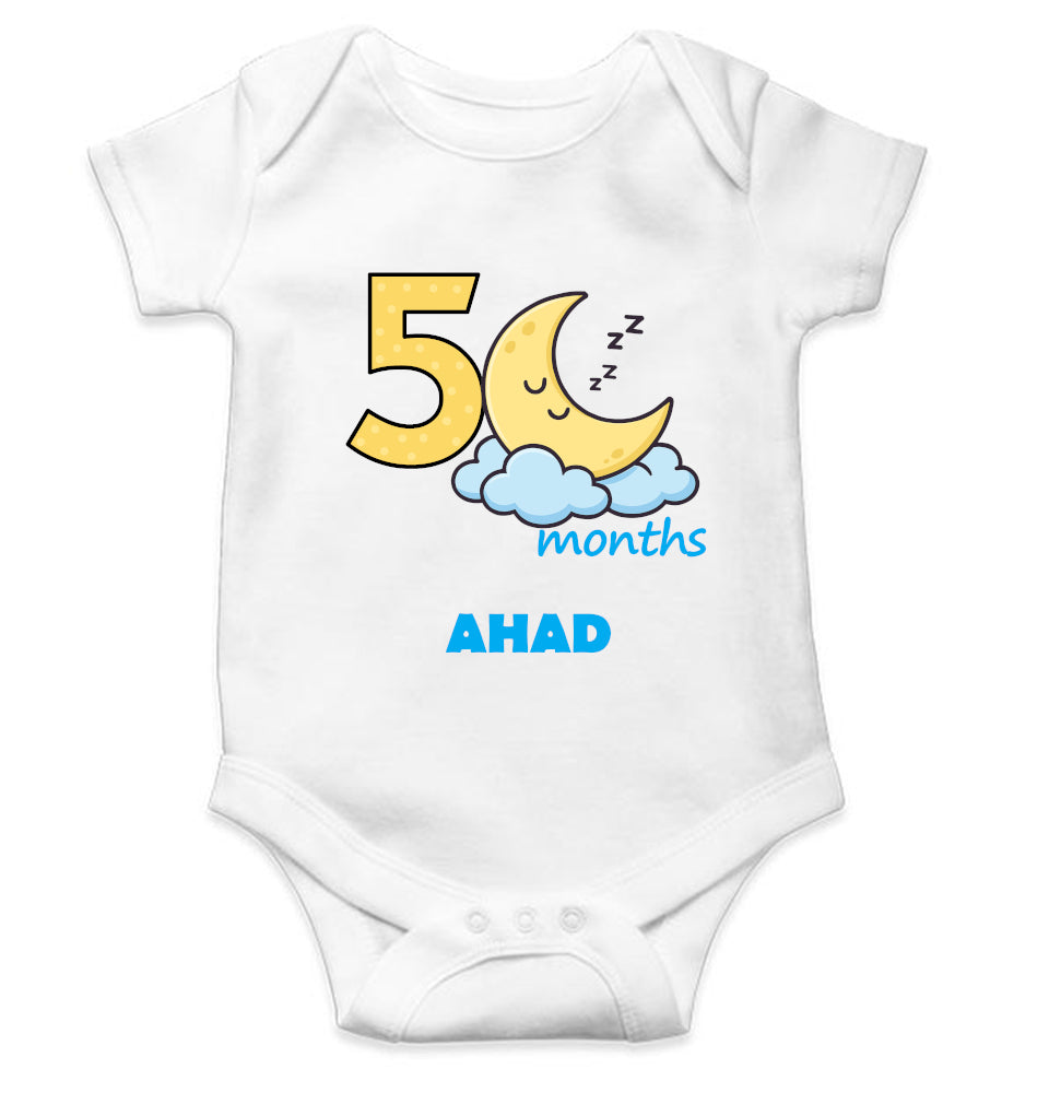 Custom Name Fifth Month Rompers for Baby Boy- FunkyTeesClub