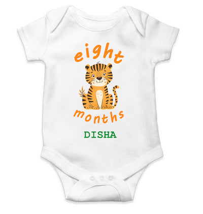Custom Name Eight Month Rompers for Baby Girl- FunkyTeesClub