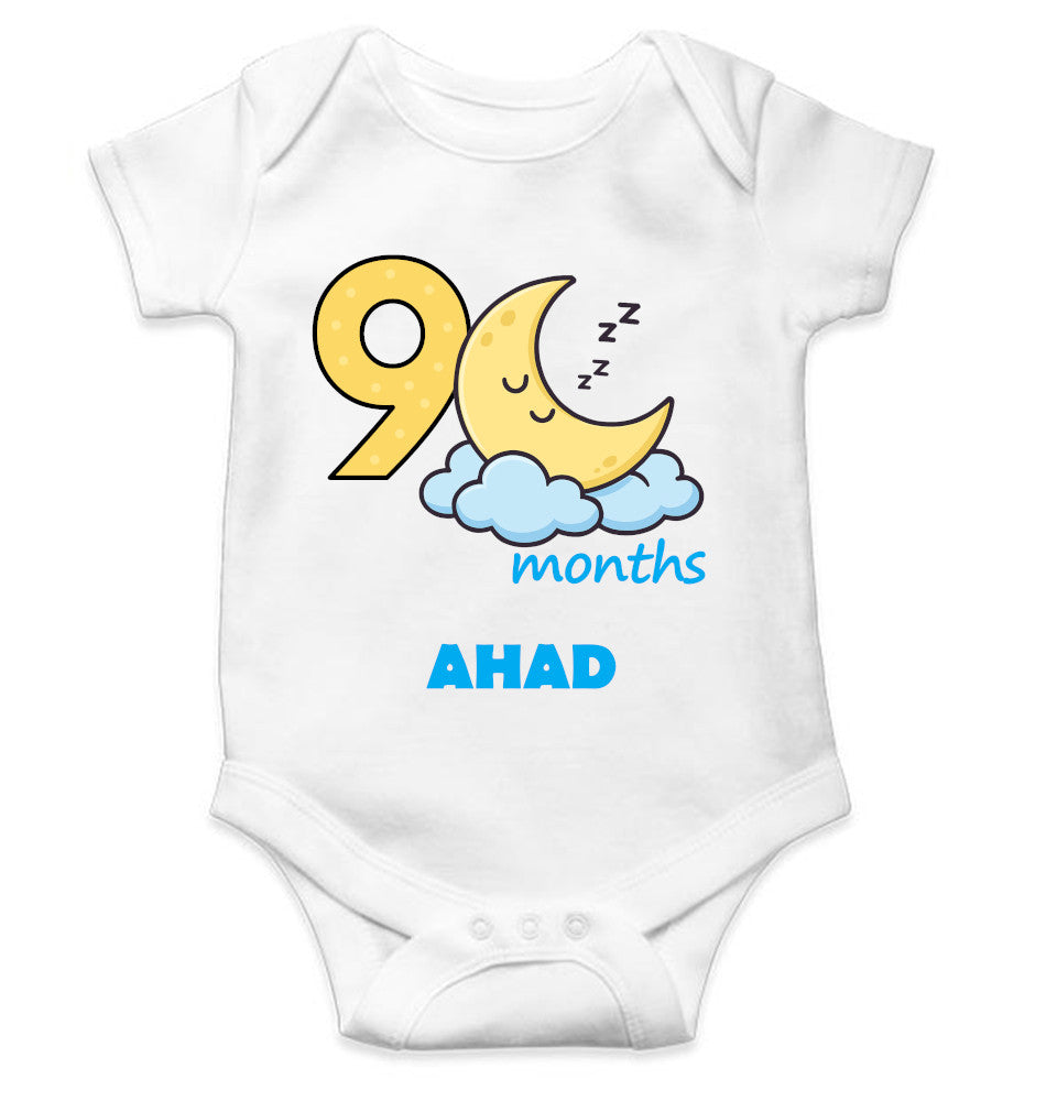 Custom Name Ninth Month Rompers for Baby Boy- FunkyTeesClub