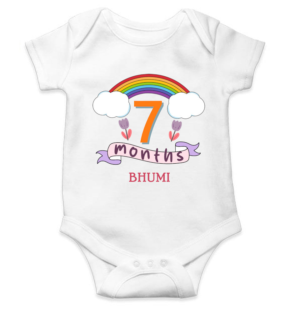 Custom Name Seventh Month Rompers for Baby Girl- FunkyTeesClub