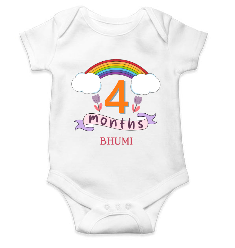 Custom Name Fourth Month Rompers for Baby Girl- FunkyTeesClub