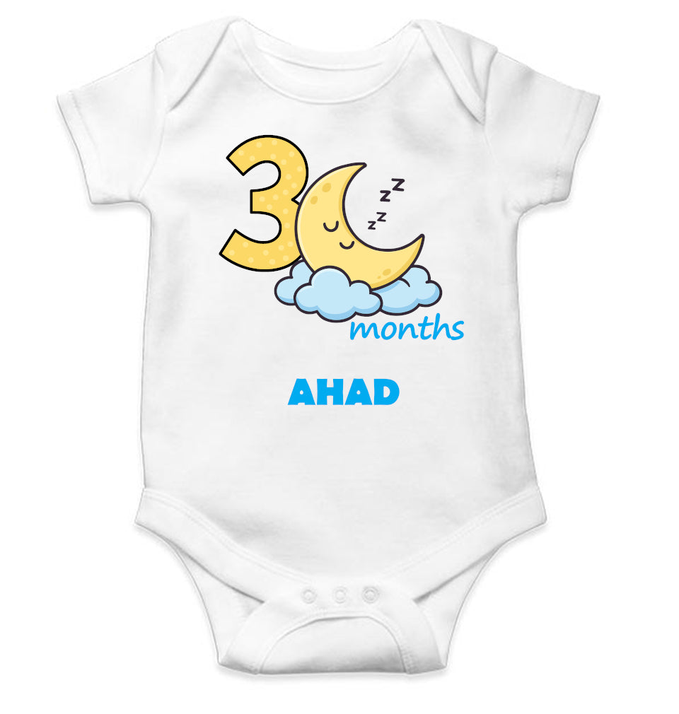Custom Name Third Month Rompers for Baby Boy- FunkyTeesClub