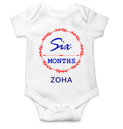Custom Name Six Months Rompers for Baby Girl- FunkyTeesClub
