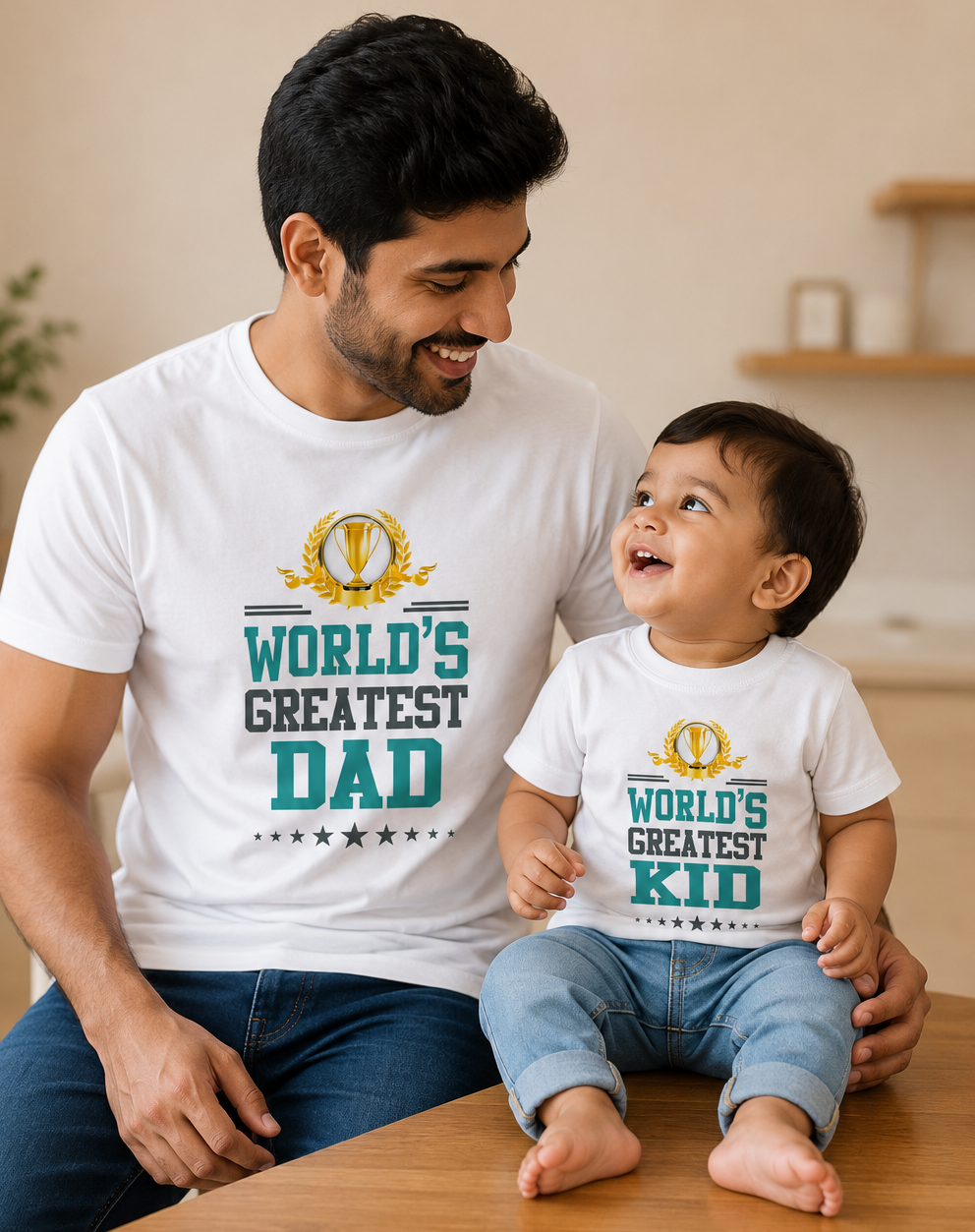 World's Greatest Dad World's Greatest Kid Father and Son Matching T-Shirt- FunkyTeesClub