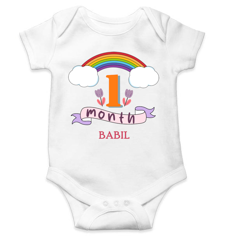 Custom Name First Month Rompers for Baby Boy- FunkyTeesClub