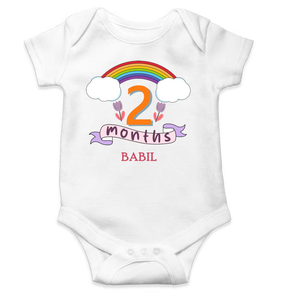 Custom Name Second Month Rompers for Baby Boy- FunkyTeesClub