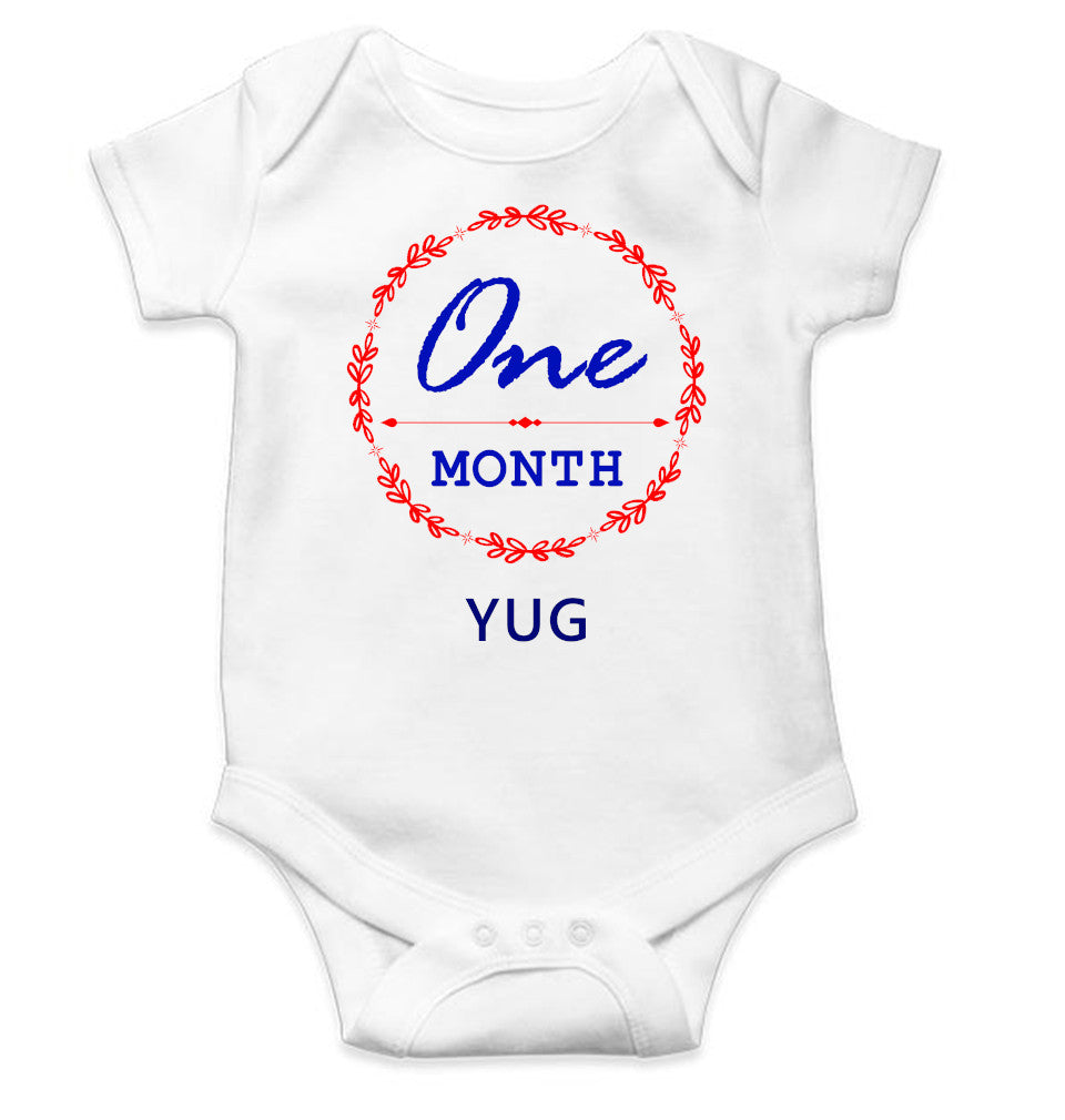 Custom Name One Month Rompers for Baby Boy- FunkyTeesClub