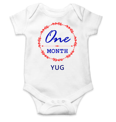 Custom Name One Month Rompers for Baby Boy- FunkyTeesClub