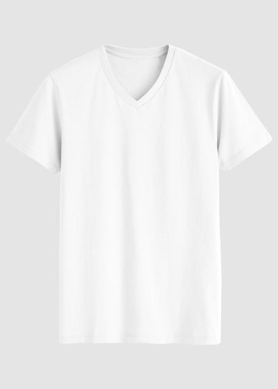 White t-shirt on a light gray background