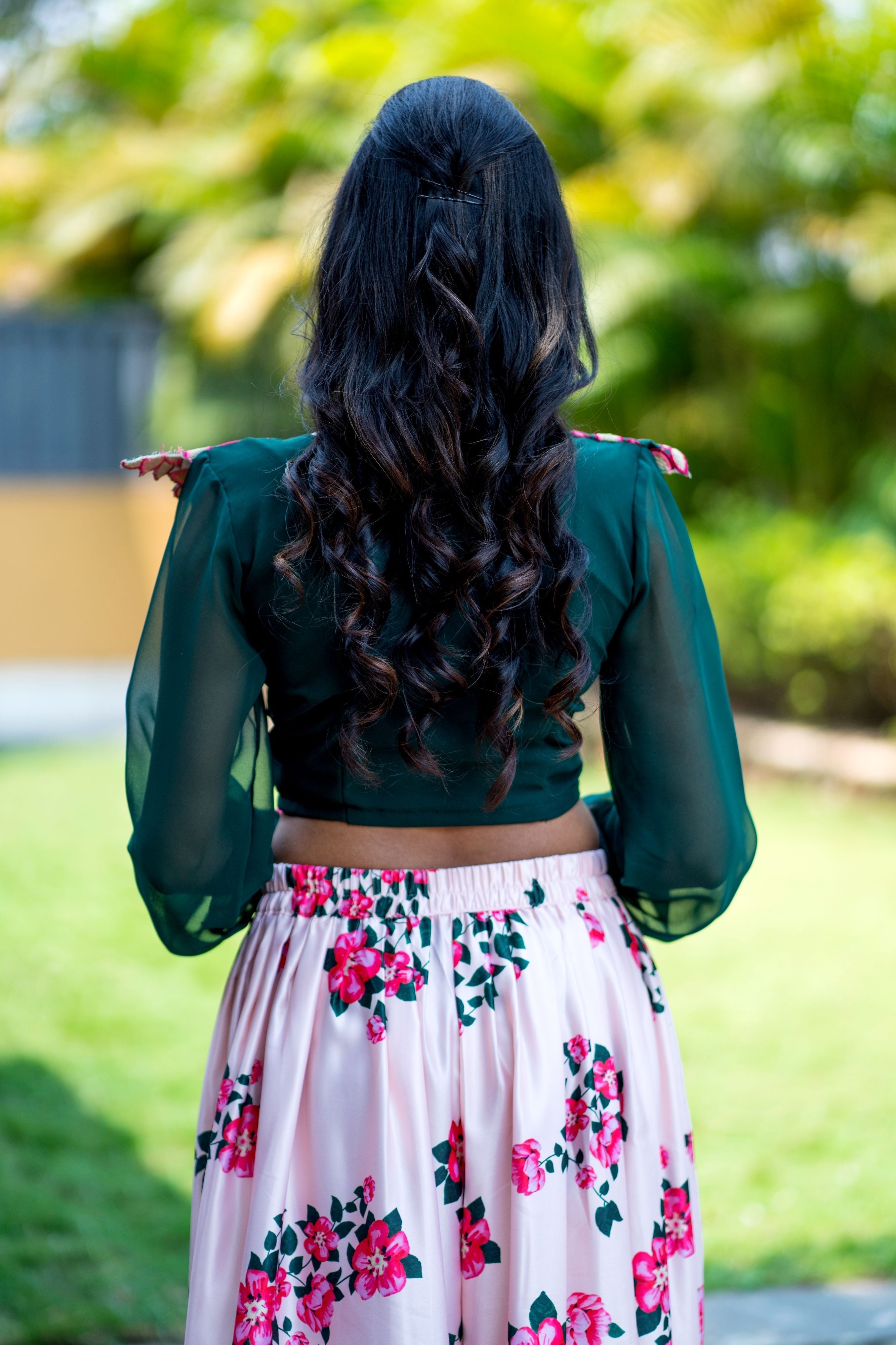 Women Embroidered Designer Top With Floral Printed Palazzo For Party and Office Wear- FunkyTeesClub