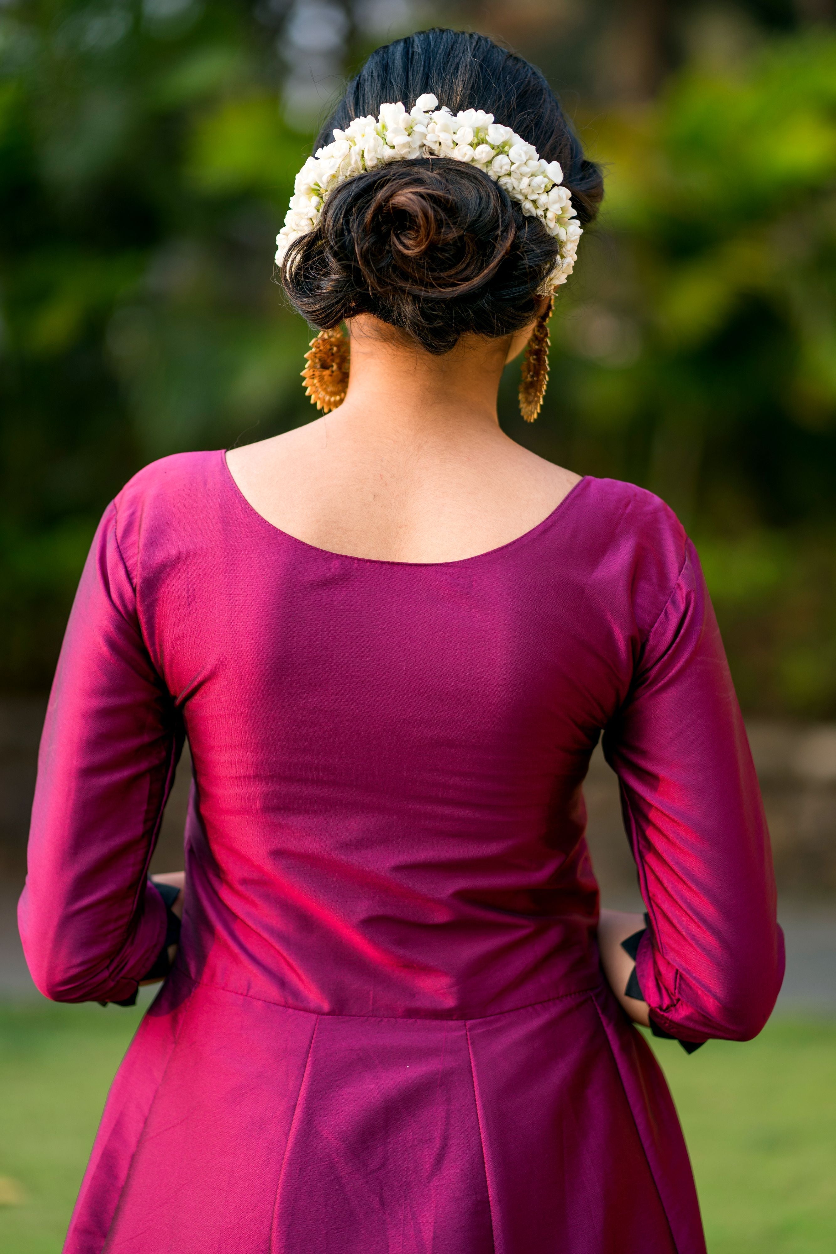 Women Purple Taffeta Silk Anarkali Gown With Dupatta- FunkyTeesClub