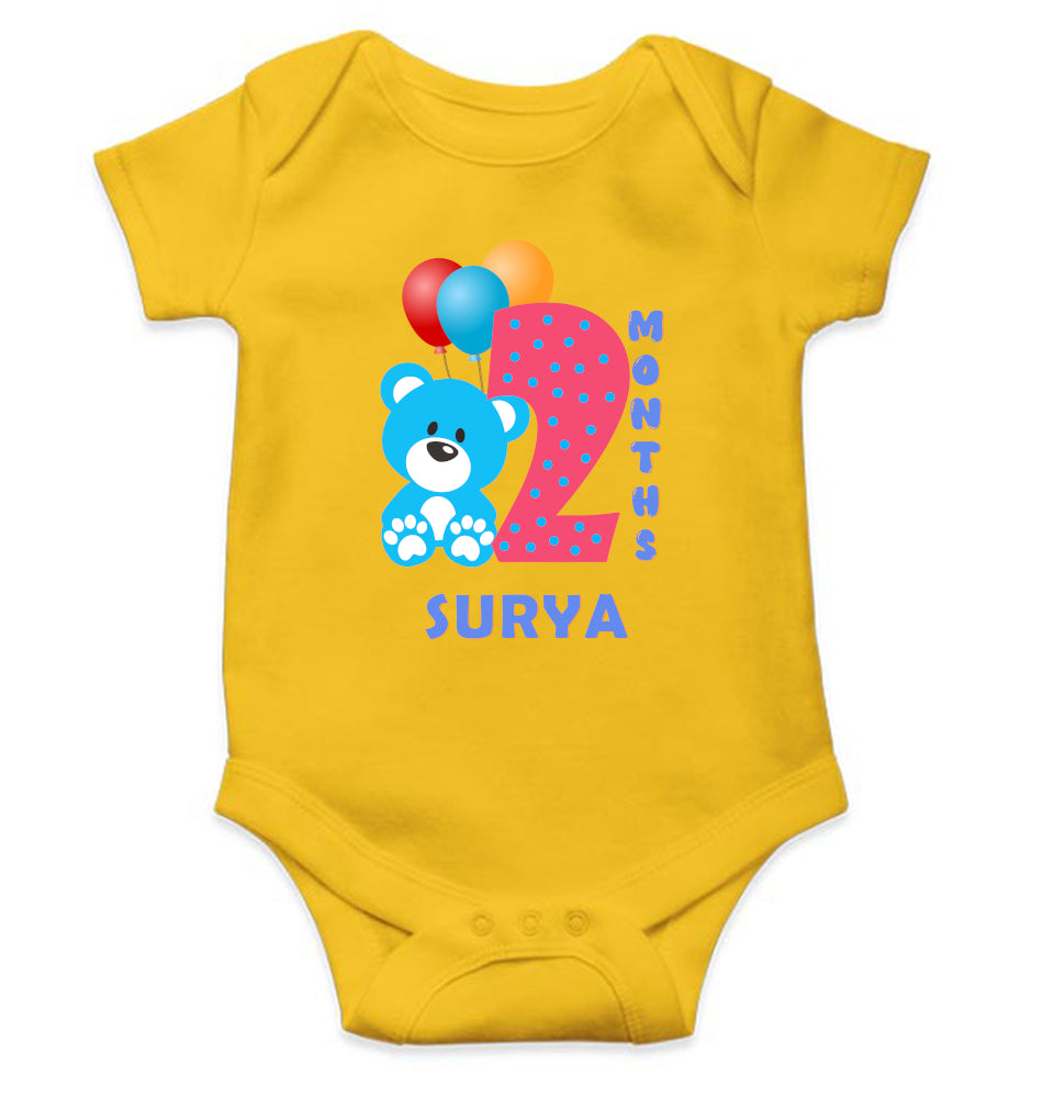 Custom Name Second Month Rompers for Baby Boy- FunkyTeesClub