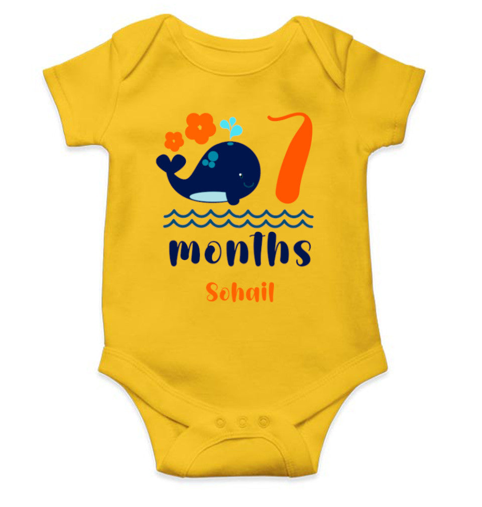 Custom Name Seventh Month Rompers for Baby Boy- FunkyTeesClub