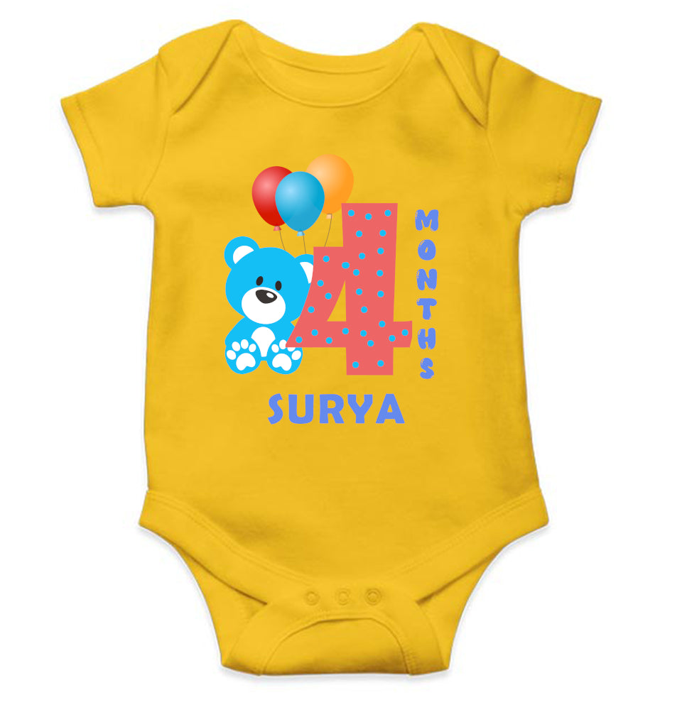 Custom Name Fourth Month Rompers for Baby Boy- FunkyTeesClub