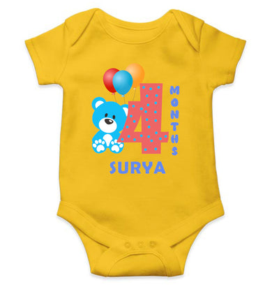 Custom Name Fourth Month Rompers for Baby Boy- FunkyTeesClub