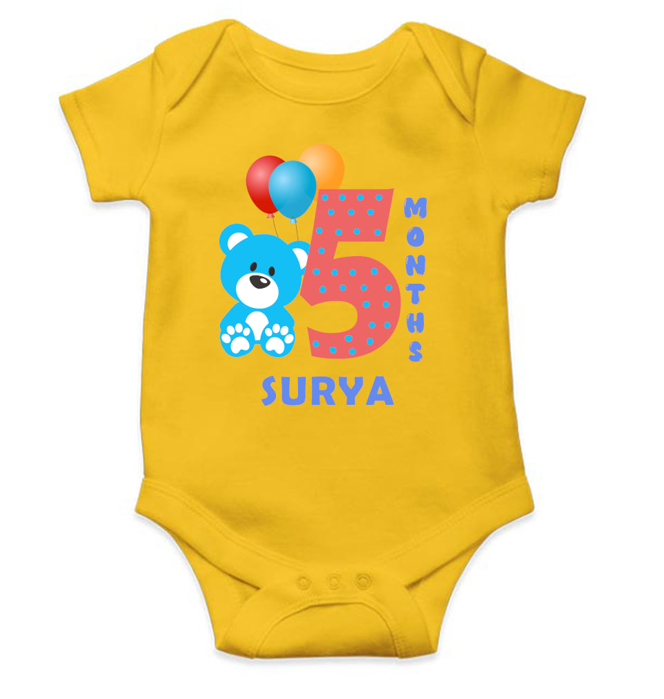 Custom Name Fifth Month Rompers for Baby Boy- FunkyTeesClub
